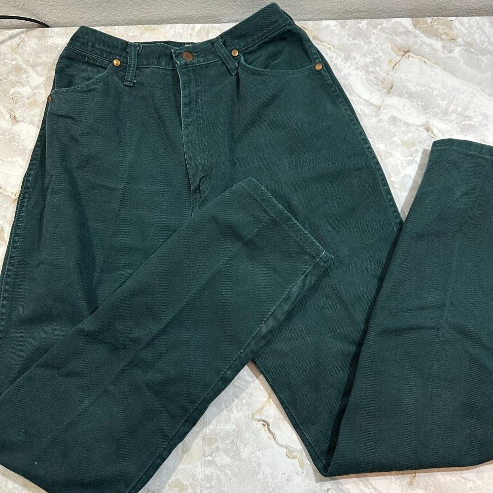 Vintage Wrangler Green Dark Wash High Waist Mom Jeans USA Made Women’s 14